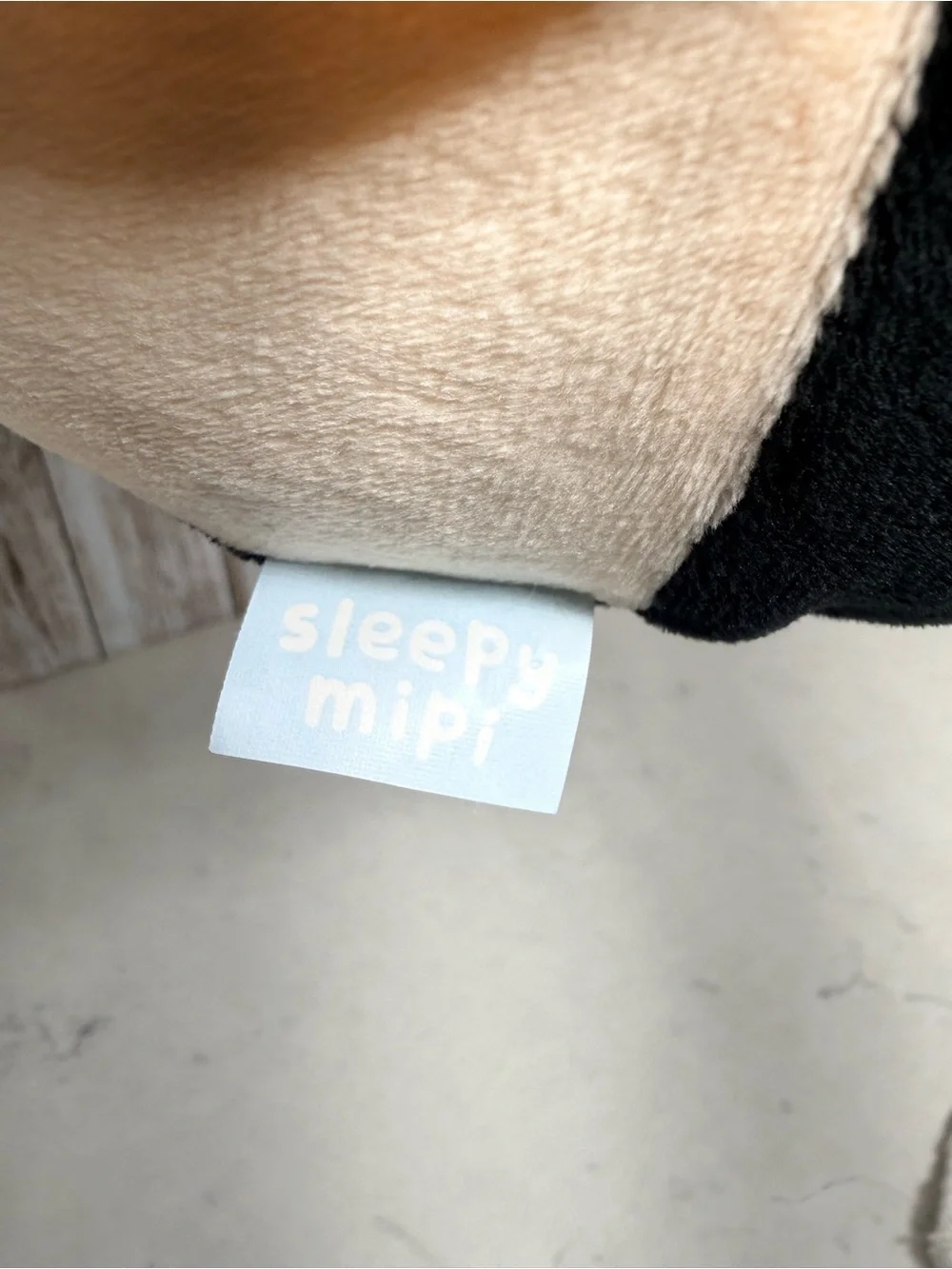 Sleepy MIPI Cute Anime Face Plush Pillow - Black Hair, Cream Face, Pink Accents
